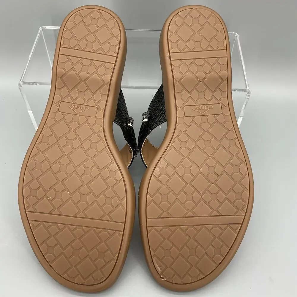 NEW Cliffs by White Mountain Women’s Bailee Thong Sandals Black Size 9M